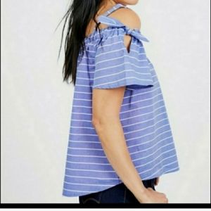 London times cold shoulder striped top sz s